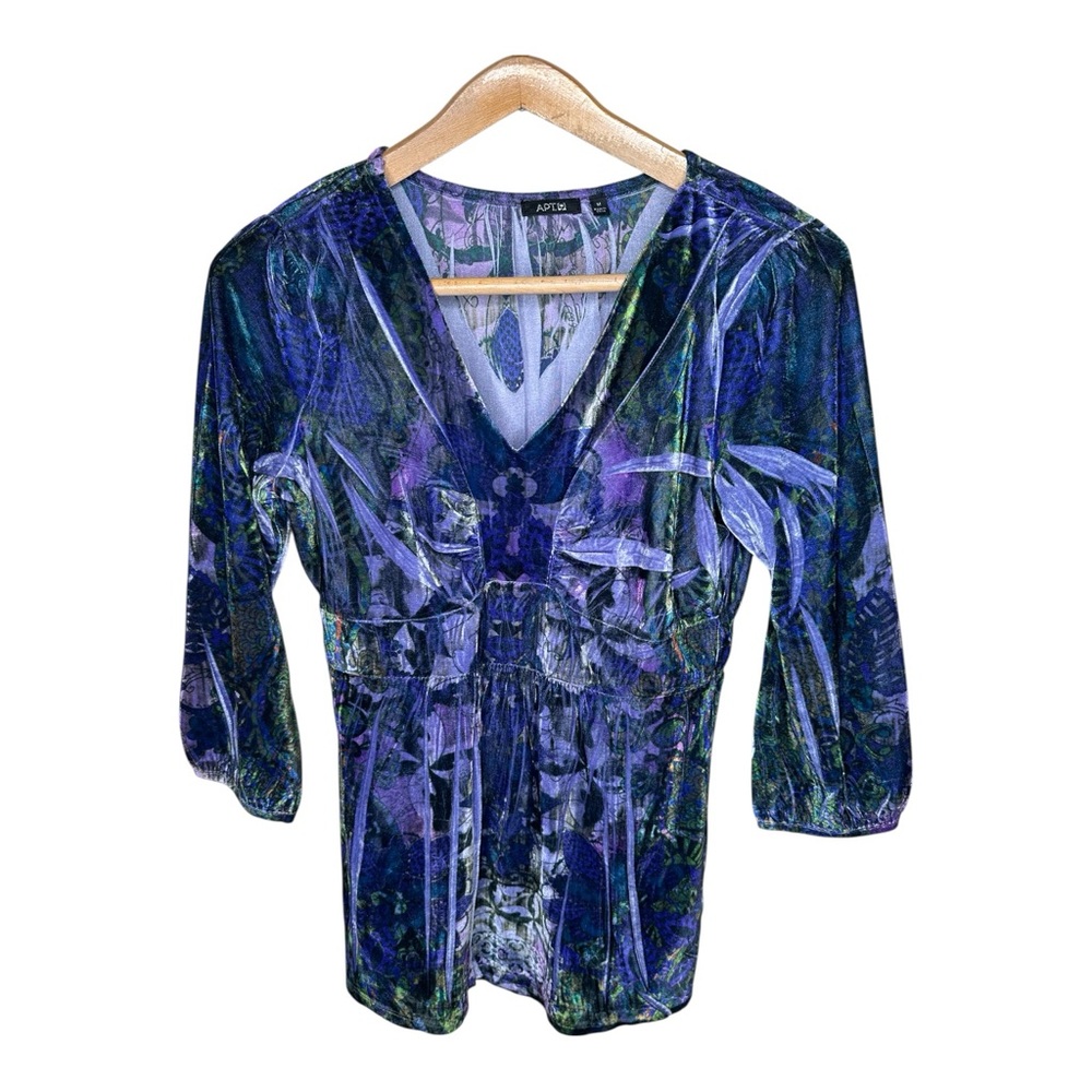 Y2K Purple Velvet Babydoll Top Fairy Grunge Whimsygoth Size Medium Jewel Tones